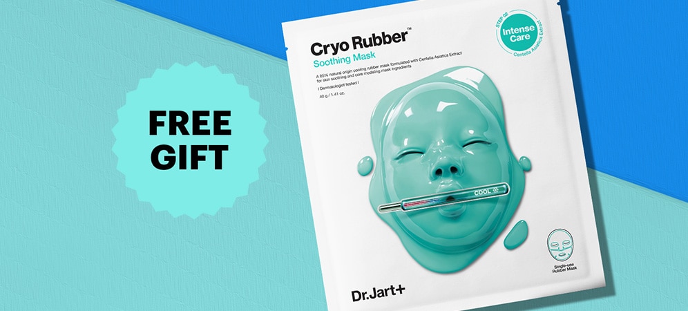 Cryo rubber mask in blue background