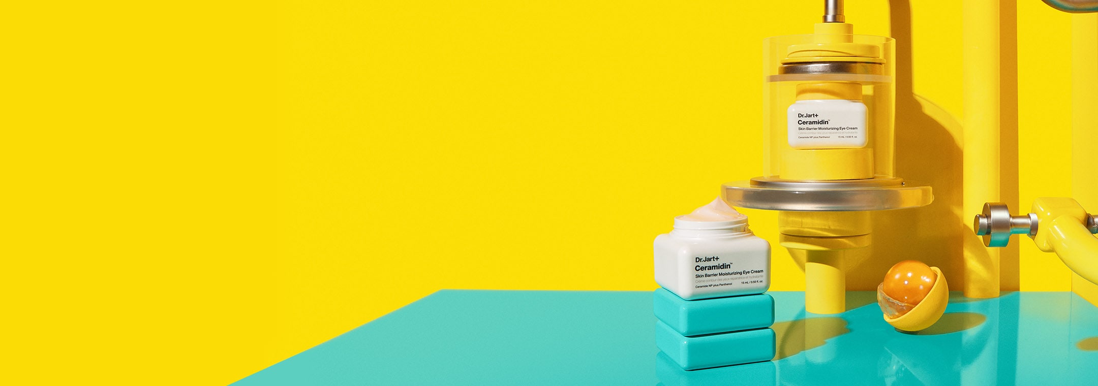 Dr.Jart Cermaidin Moisturing Cream in yellow background